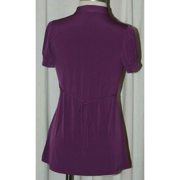 Junior's Six Degrees of Separation Purple Top w/ Button Accents Tie Back Size L - Picture 2 of 2